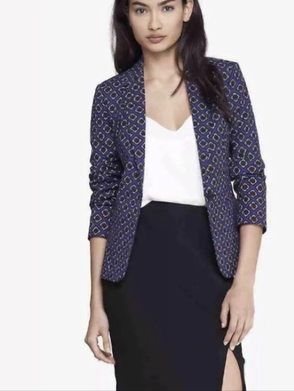EXPRESS Geometric Pattern Single-Button Blazer